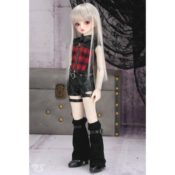 Synthetic Leather Thigh Belt Shorts Set / Mini