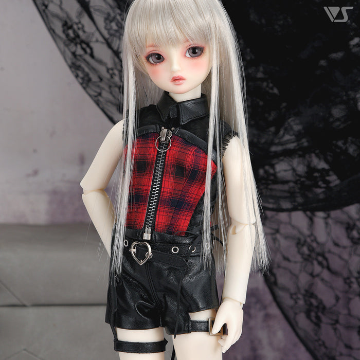 Synthetic Leather Thigh Belt Shorts Set / Mini