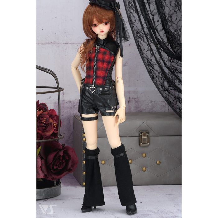 Synthetic Leather Thigh Belt Shorts Set