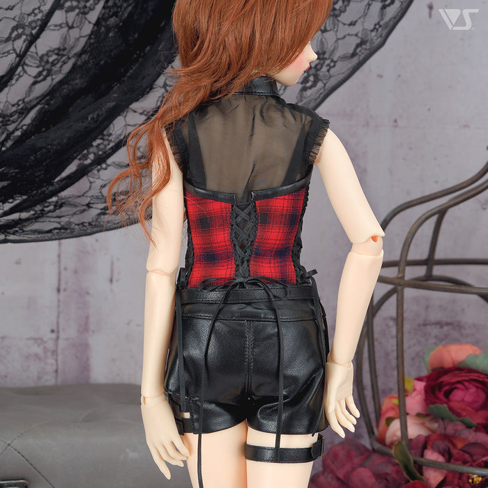 Synthetic Leather Thigh Belt Shorts Set