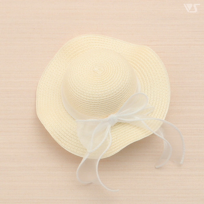 White Straw Hat (Wave Brim / White Ribbon)