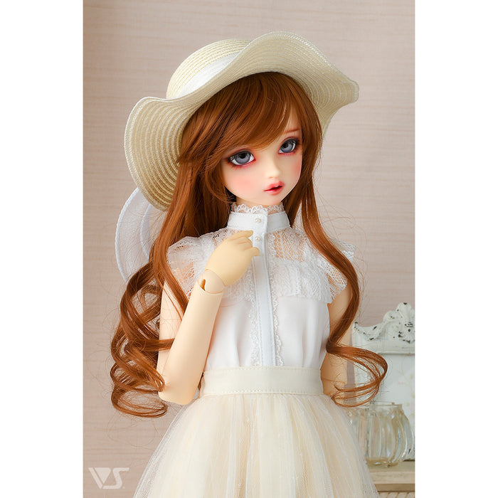 White Straw Hat (Wave Brim / White Ribbon)