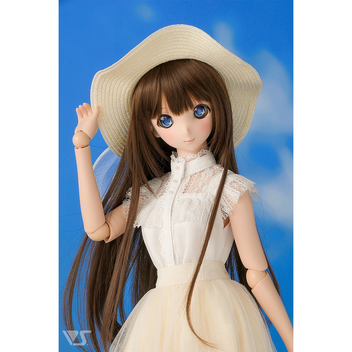 White Straw Hat (Wave Brim / White Ribbon)