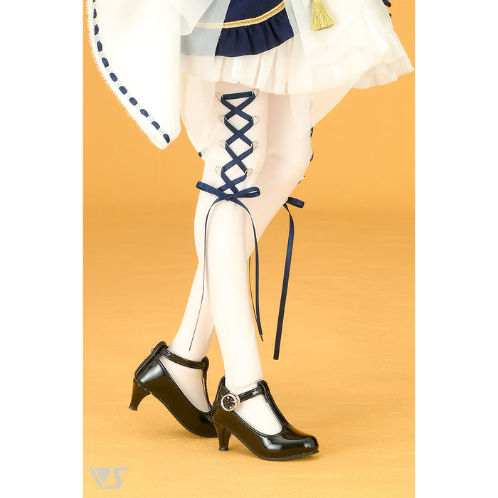 SD Lace-up Socks (White / Navy & Gold Ribbon)