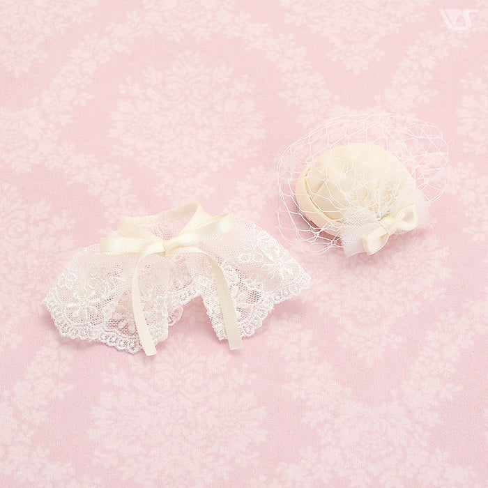 Cocktail Hat & Detachable Lace Collar Set / Chibi (White)