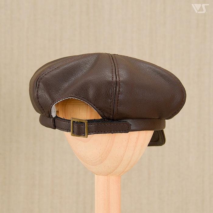 Synthetic Leather Newsboy Cap (Brown)