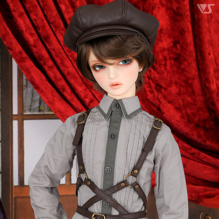 Synthetic Leather Newsboy Cap (Brown)