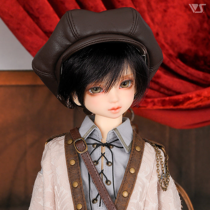 Synthetic Leather Newsboy Cap (Brown)