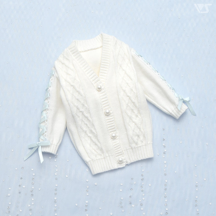 Lace-up Knit Cardigan / Mini (White)