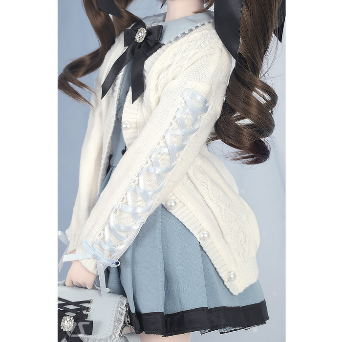 Lace-up Knit Cardigan (White)