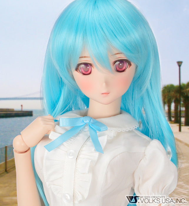 Ruffle Blouse Set (White / Blue)