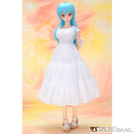 White Dress & Blue Cardigan Set