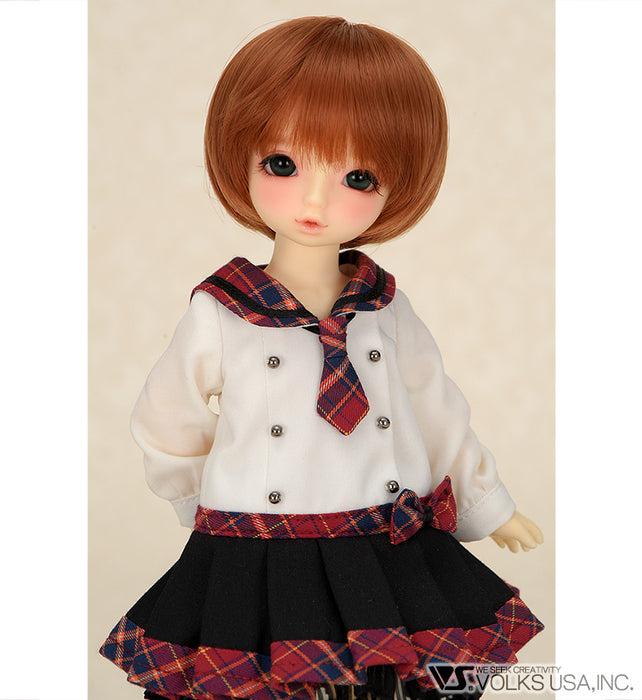 Fluffy Black Cat Ear Dress (Red Plaid)