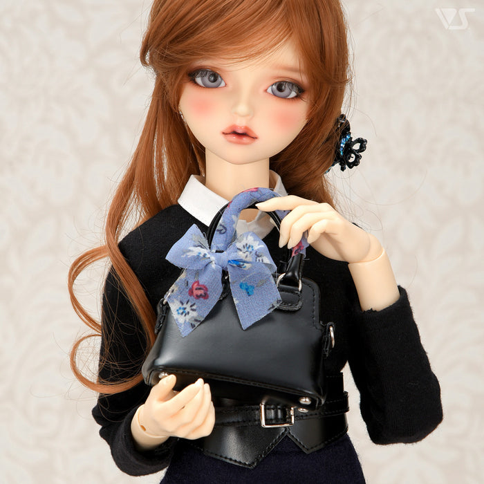 2 Way Shoulder Bag (Black Synthetic Leather) with Blue Scarf