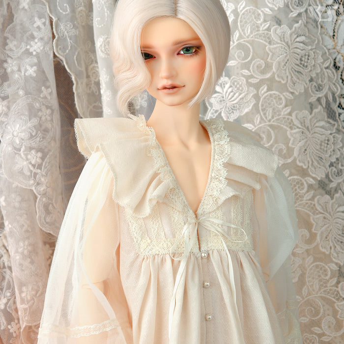 Ruffled Collar Long Blouse Set