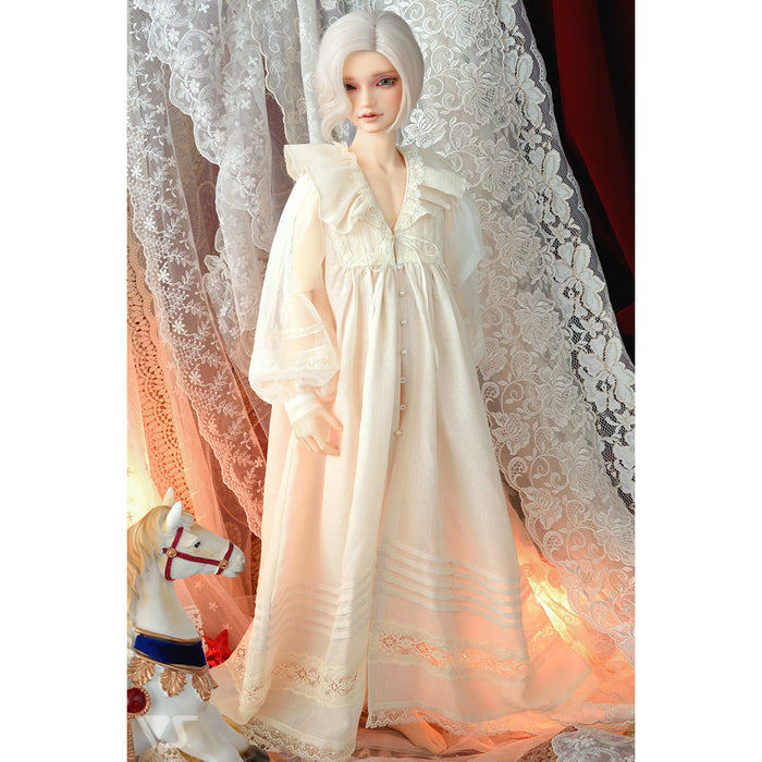 Ruffled Collar Long Blouse Set