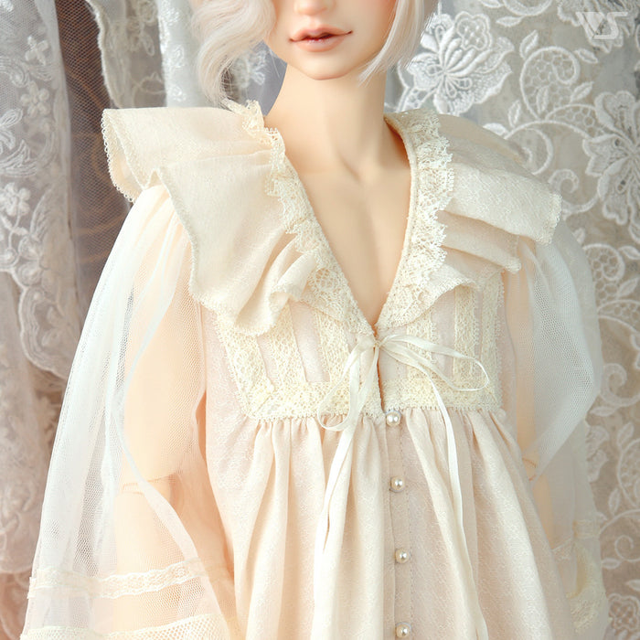 Ruffled Collar Long Blouse Set