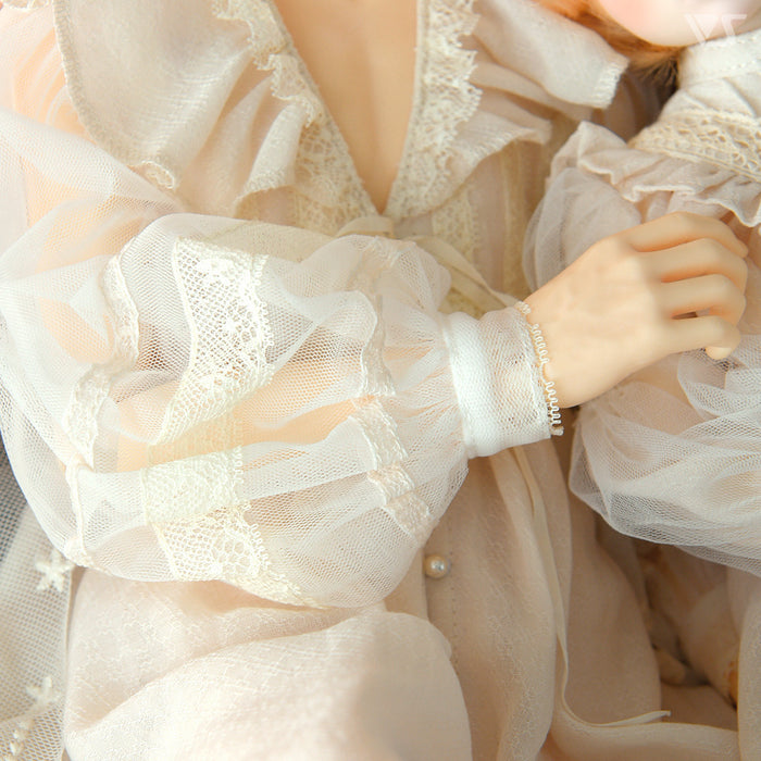 Ruffled Collar Long Blouse Set