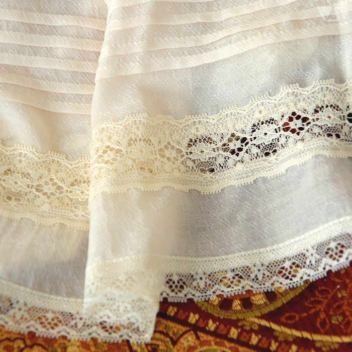 Ruffled Collar Long Blouse Set