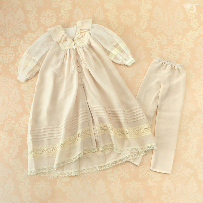 Ruffled Collar Long Blouse Set