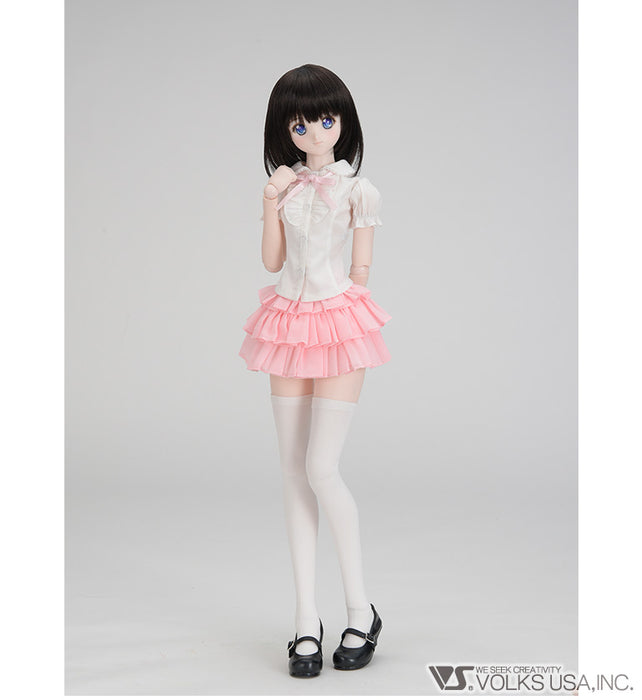 Ruffle Blouse Set (White / Pink)