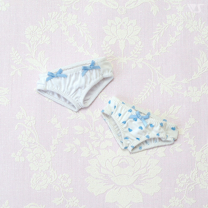 Soft Cotton Panties Set / (White & Blue Hearts) Mini