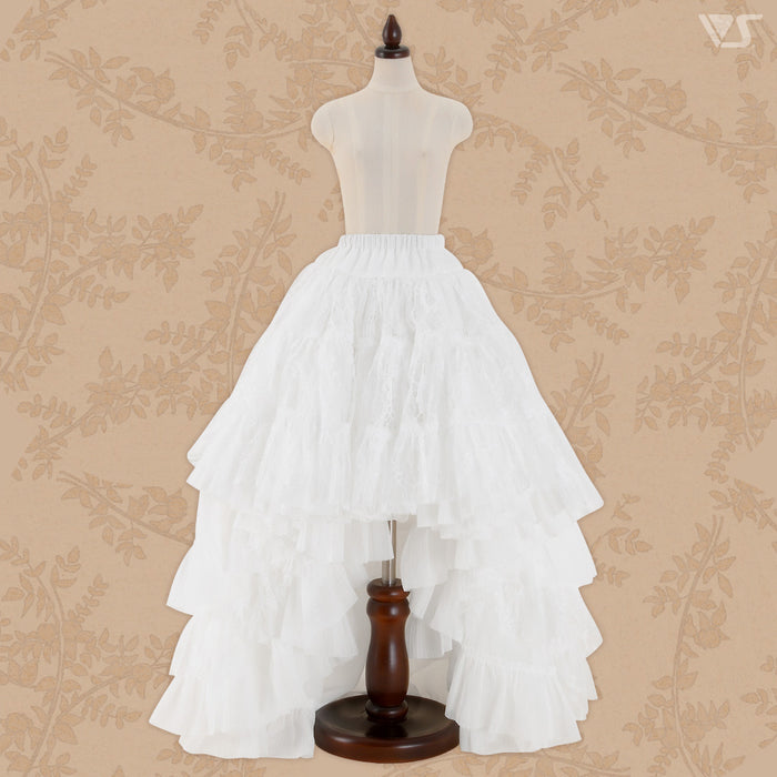 Reversible Princess Pompon Skirt (White / Lace)