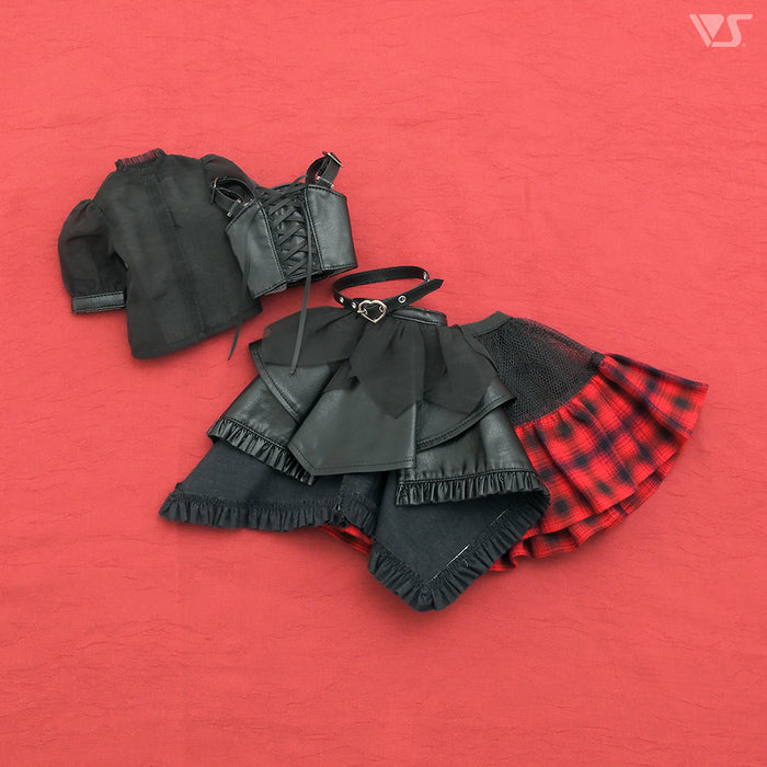 Synthetic Leather Random Skirt Set / Mini