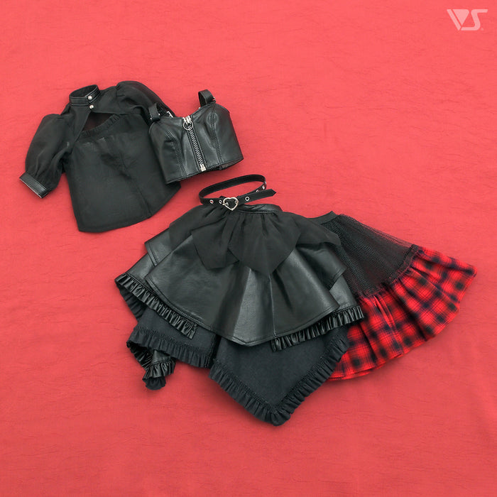 Synthetic Leather Random Skirt Set