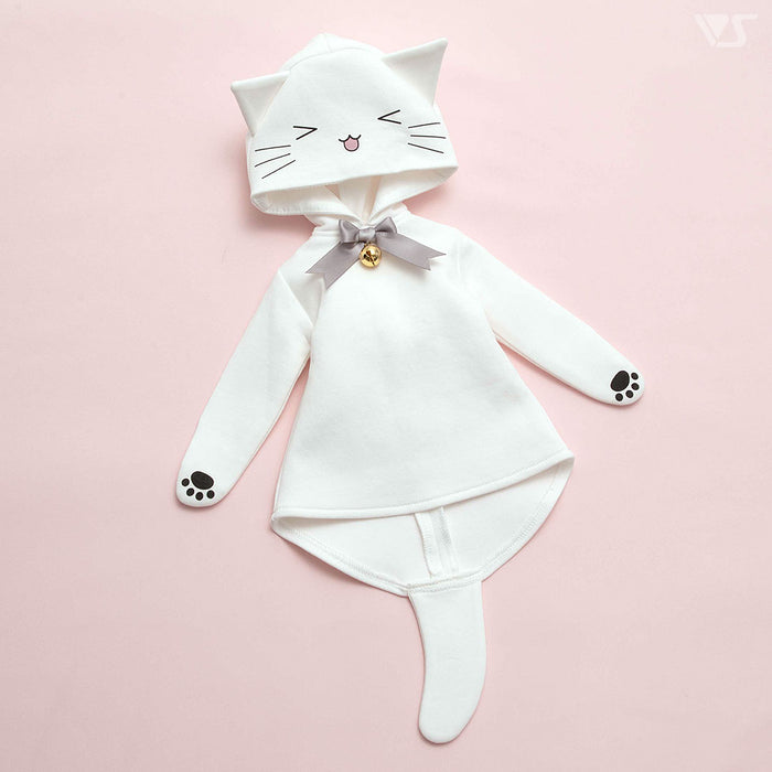 Happy White Cat Hoodie / Mini