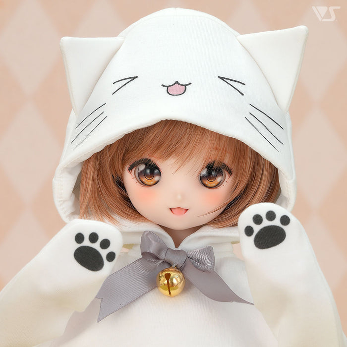 Happy White Cat Hoodie / Mini