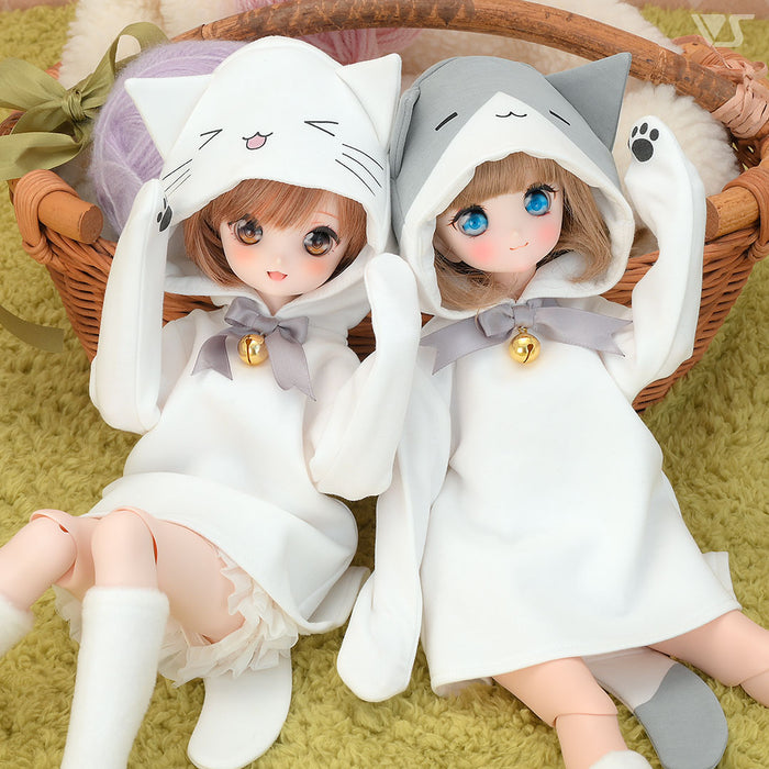 Happy White Cat Hoodie / Mini