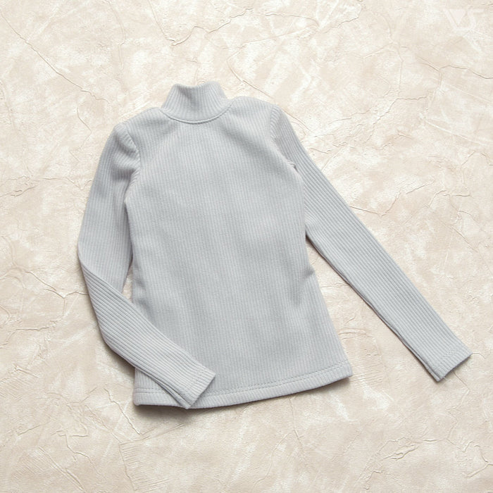 Ribbed High Neck Knit (Gray)