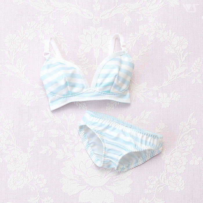 L Bust / DDdy Bra & Panties Set (Blue Border)