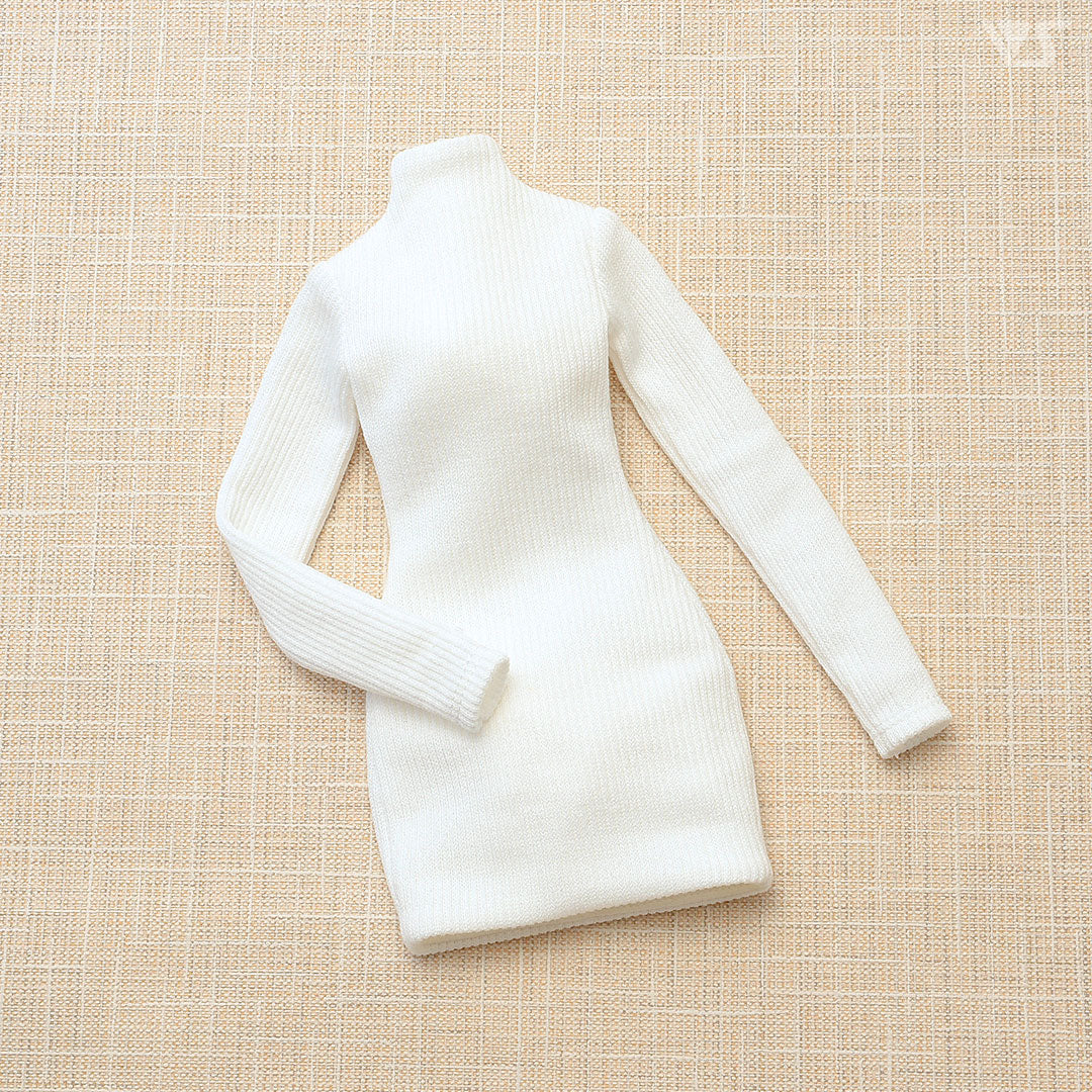 Ribbed High Neck Knit Dress (White) — VOLKS USA, INC.