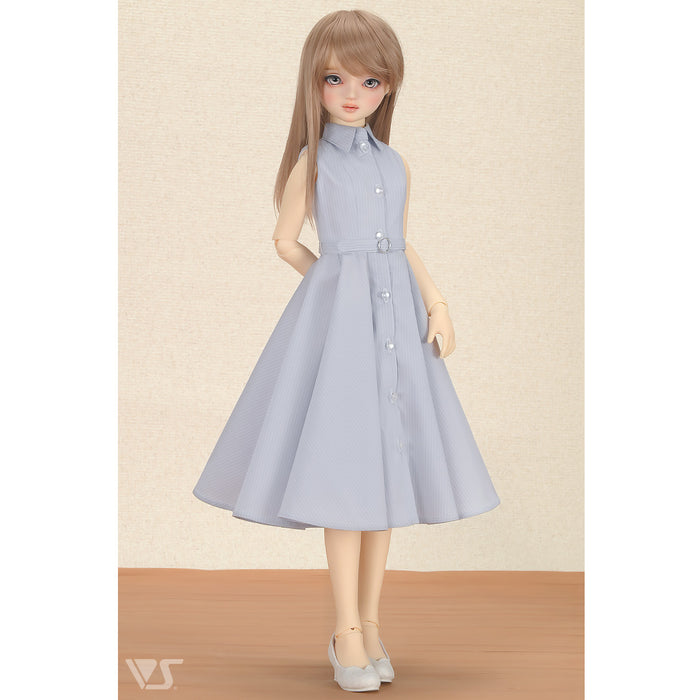 Long Shirt Dress Set (Stripe / Ice Blue)