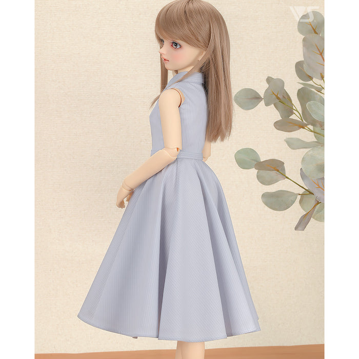 Long Shirt Dress Set (Stripe / Ice Blue)