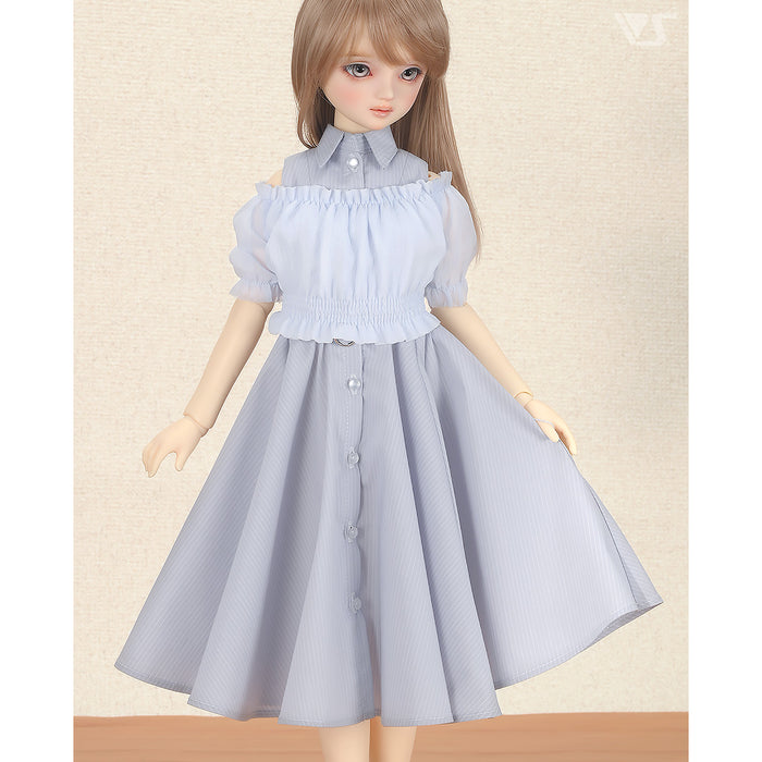 Long Shirt Dress Set (Stripe / Ice Blue)