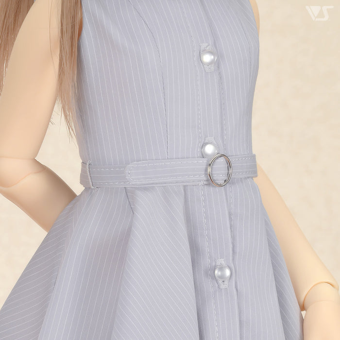Long Shirt Dress Set (Stripe / Ice Blue)