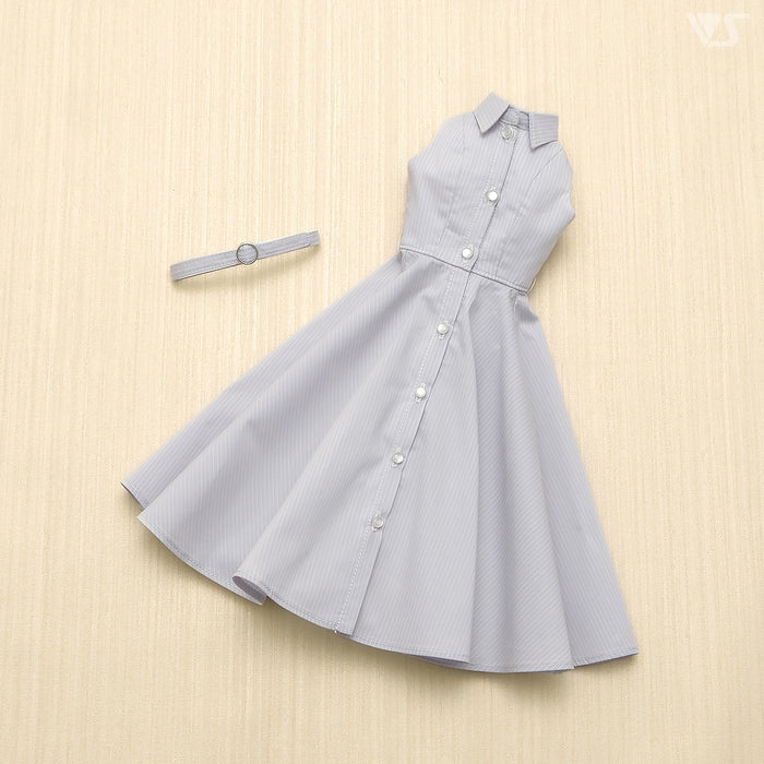 Long Shirt Dress Set (Stripe / Ice Blue)