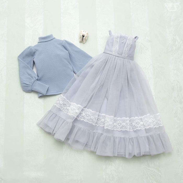 Loose Knit & Camisole Dress Set (Ice Blue)