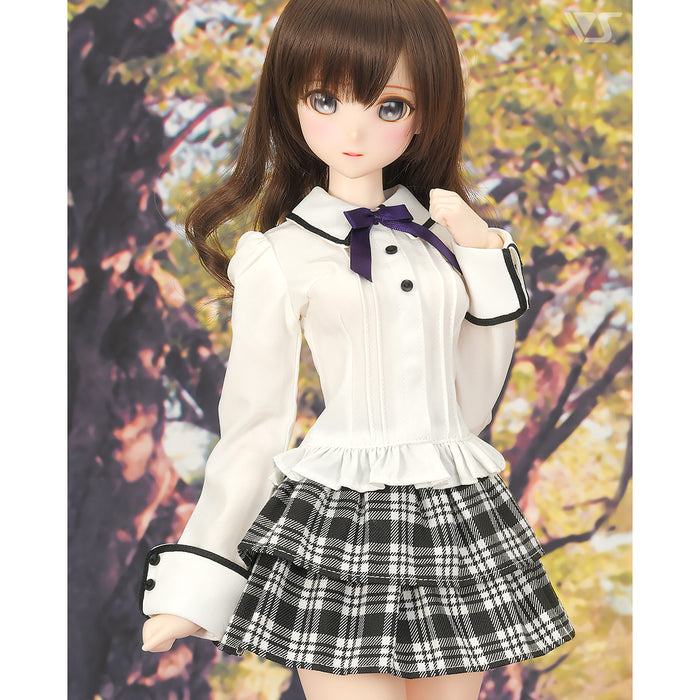 Pin Tuck Blouse (Purple Ribbon)