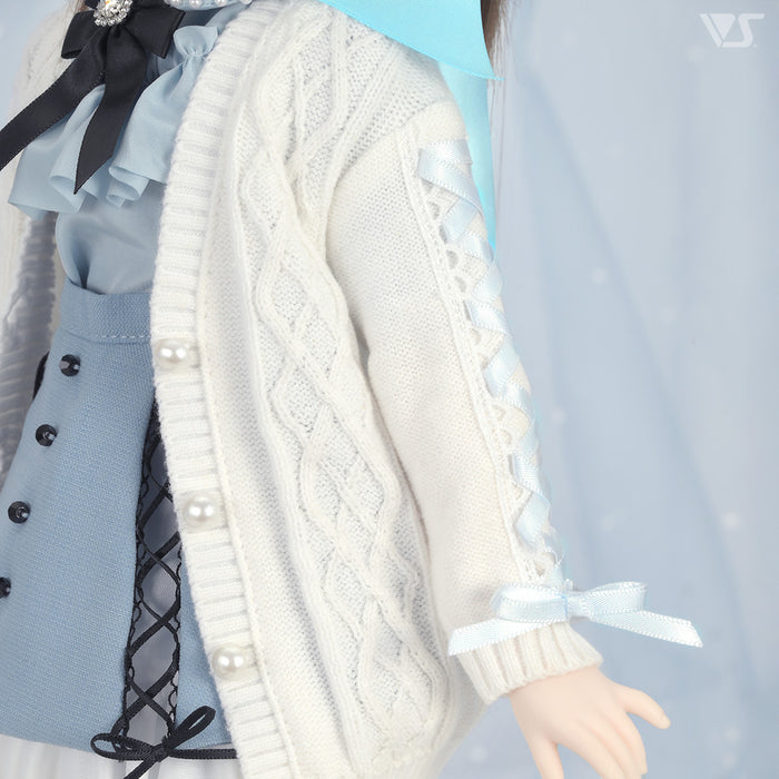 Lace-up Knit Cardigan / Mini (White)