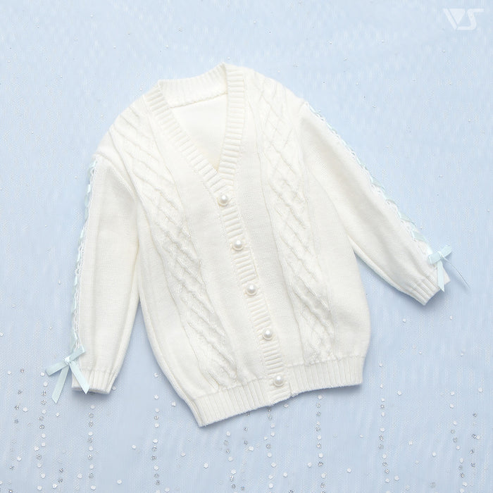 Lace-up Knit Cardigan (White)