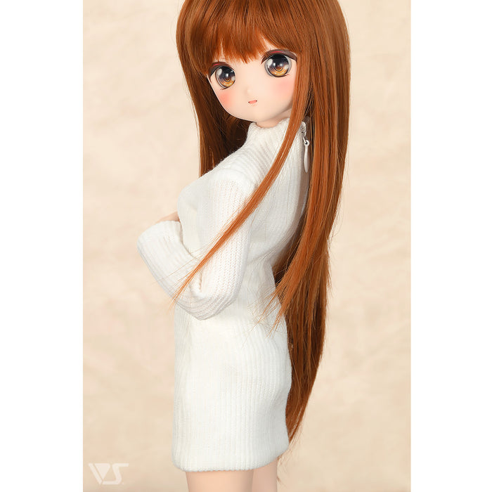 Ribbed High Neck Knit Dress / Mini (White)