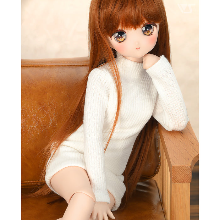 Ribbed High Neck Knit Dress / Mini (White)