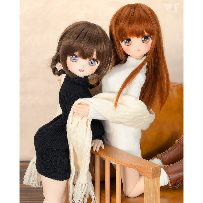 Ribbed High Neck Knit Dress / Mini (White)