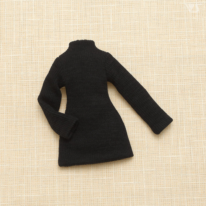 Ribbed High Neck Knit Dress / Mini (Black)