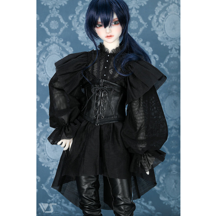 Frill Shoulder Blouse (Black)