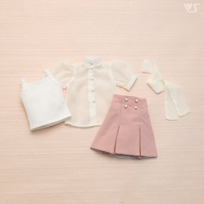 Sheer Blouse & Tight Skirt Set (Pink)